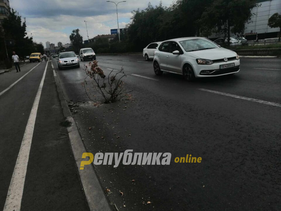 Дупки на скопскиот булевар „Кузман Јосифовски Питу“ кој Град Скопје го реконструираше пред девет месеци