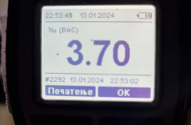 Пијан возач во Петровец фатен со 3,7 промили алкохол во крвта