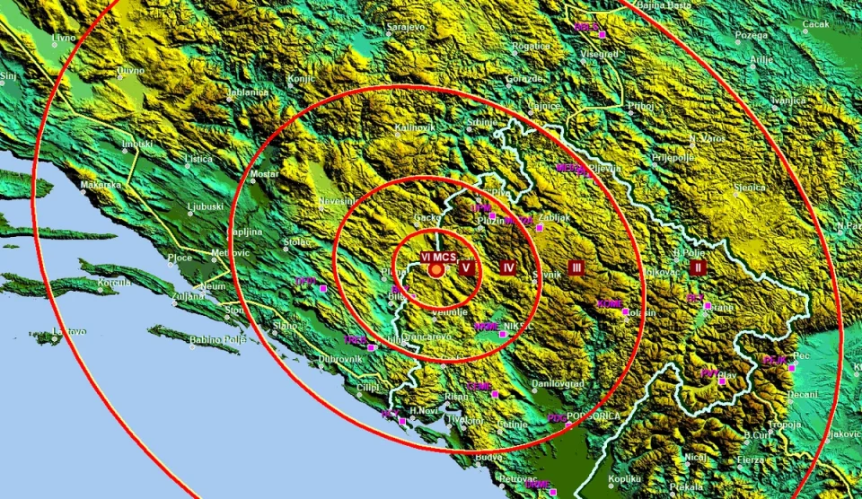 Повторно тресеше на истото место во Црна Гора, овојпат 4,3 според Рихтер