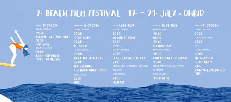 „Фестивалот на нов европски филм BEACH FILM FESTIVAL ОХРИД  2024“ од 17-21 јули на четири локации во Охрид